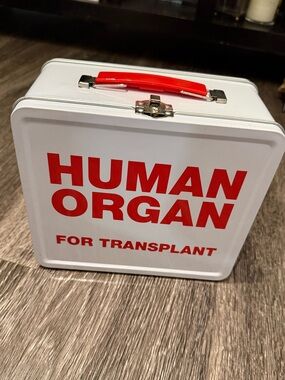 White Metal Lunchbox "HUMAN ORGAN" transplant